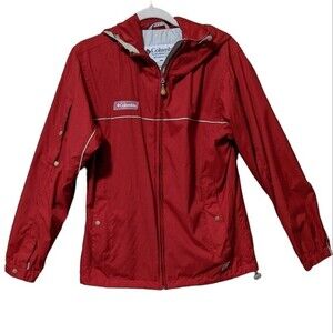 Columbia light weight nylon full zip wind breaker hooded pockets women's Med